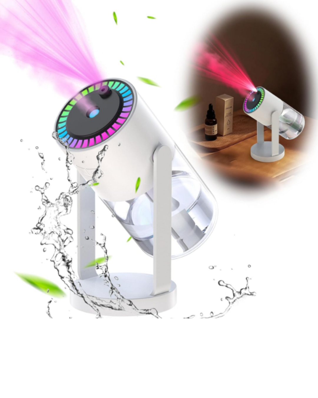 Ultrasonik Hava Nemlendirici Renkli Işık ve Manuel Püskürtme Ayarı