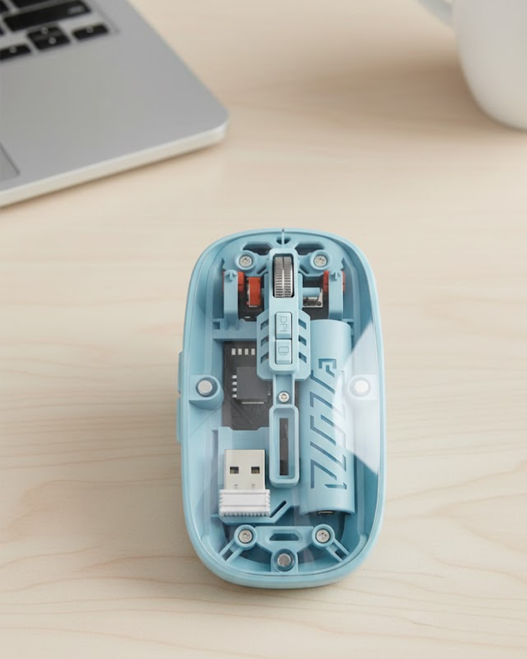 Bluetooth 5.2 ve 2.4G USB Kablosuz Mouse Pilli Mavi Tas...