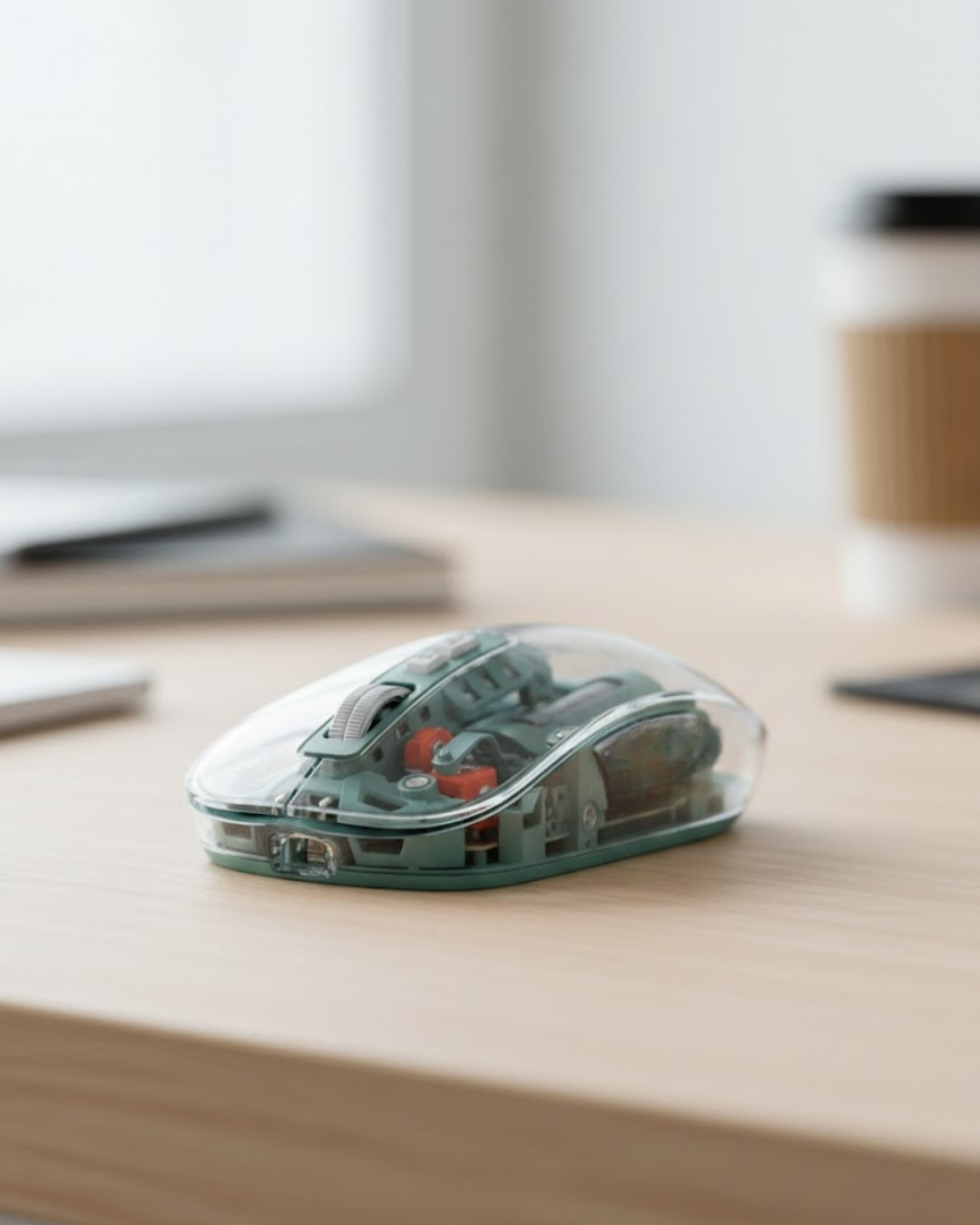 Bluetooth ve 2.4G USB Destekli Pilli Kablosuz Şeffaf Mo...