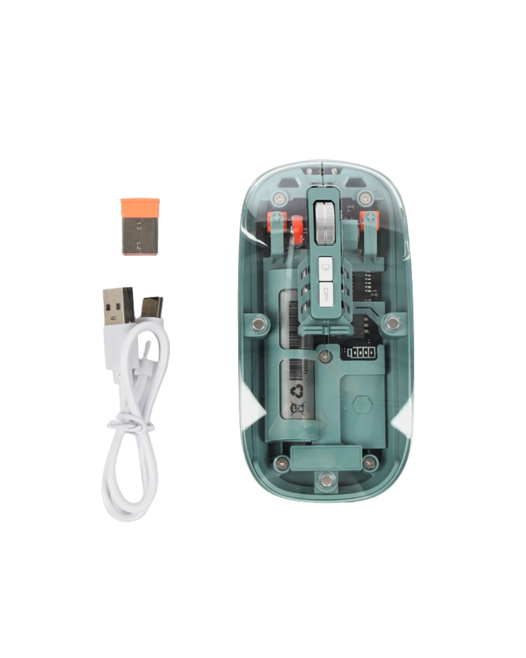 Bluetooth ve 2.4G USB Destekli Pilli Kablosuz Şeffaf Mouse