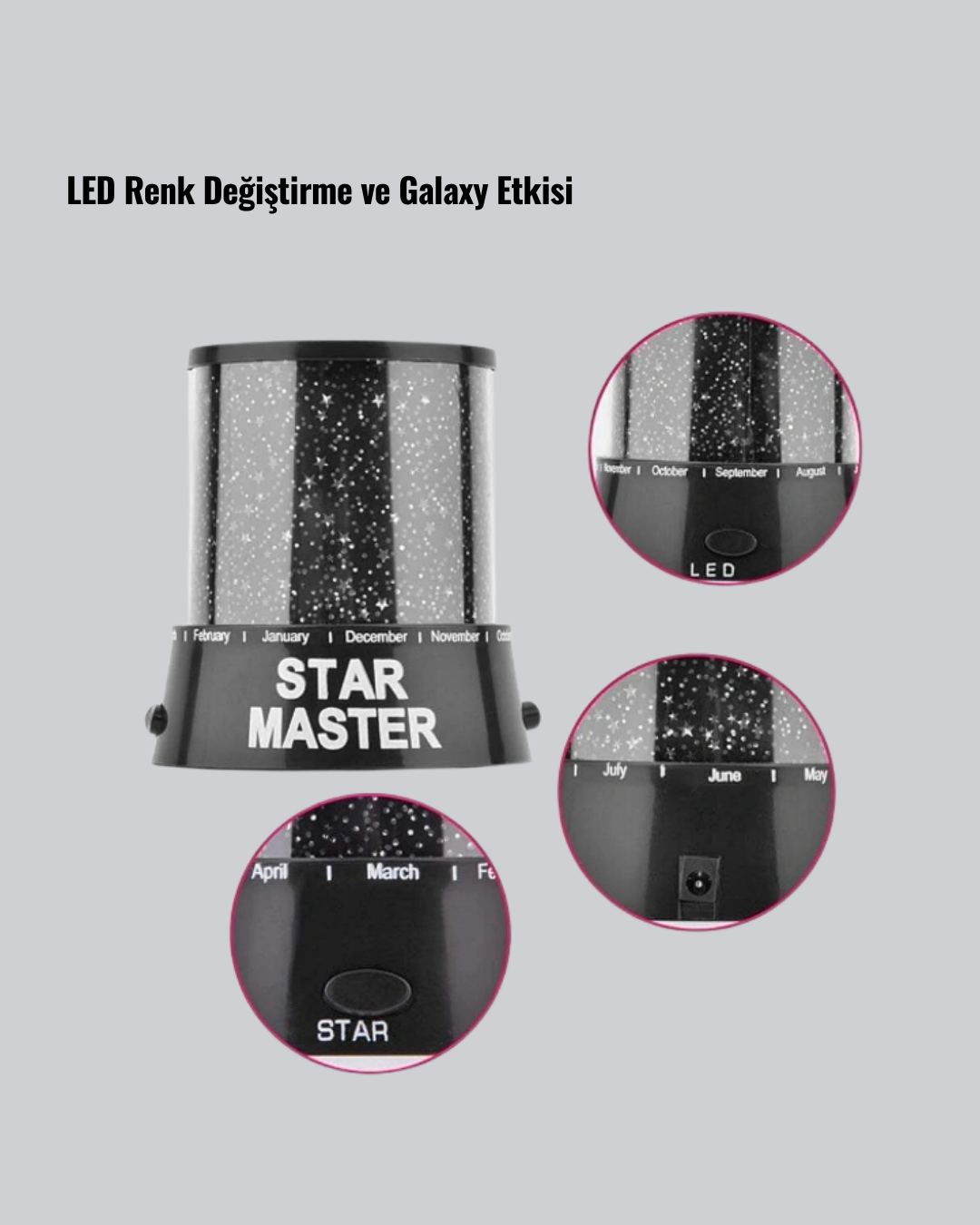 Galaxy Efektli LED Yıldız Projektör Renk Değiştirmeli Oda Aydınlatması