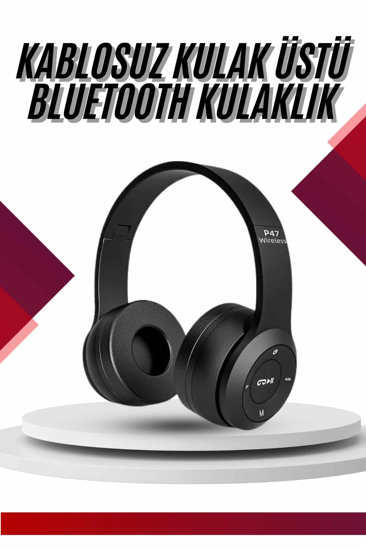 Bluetooth Kablosuz Kulaklık Siyah Wireless 5.0 Kulak Üs...