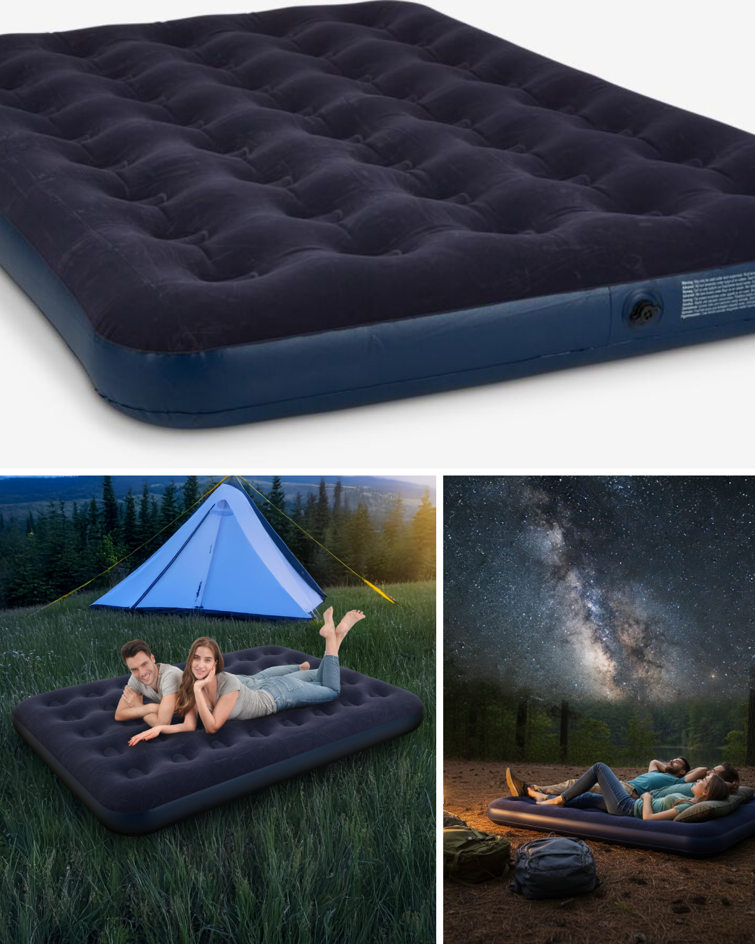 Konforlu Çift Kişilik Şişme Yatak Flokeli Yüzey Dayanık...