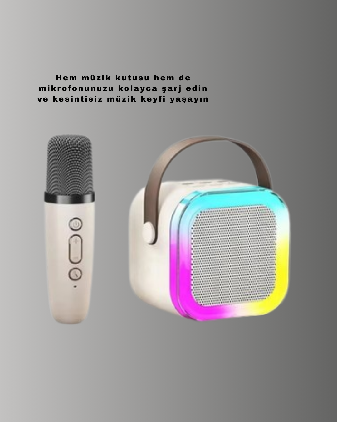 Karaoke Mikrofon Hoparlör Seti Bluetooth Kablosuz Taşınabilir