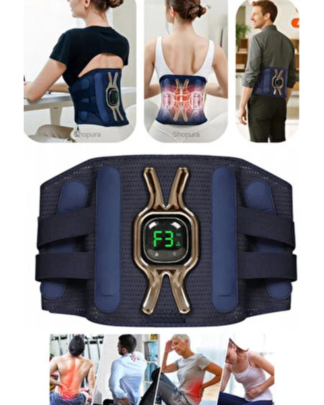 Bel Karın ve Sırt İçin Isıtmalı Masaj Cihazı