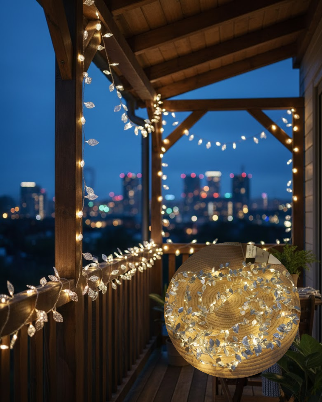 Dekoratif Gümüş Yaprak LED Aydınlatma Pilli Şık Ortam Işığı