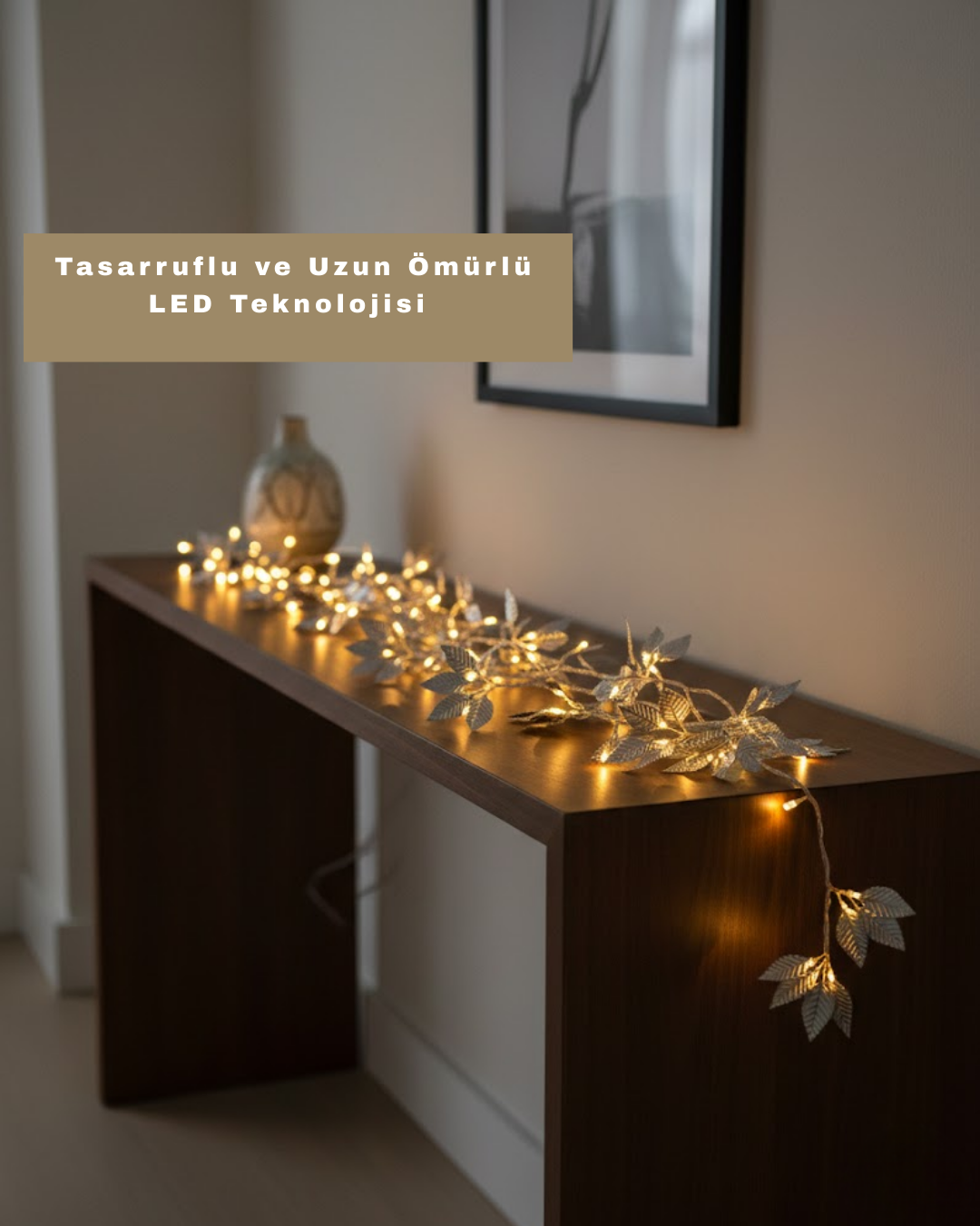 Yaprak Şekilli Gümüş LED Işık Pilli Dekoratif Aydınlatma