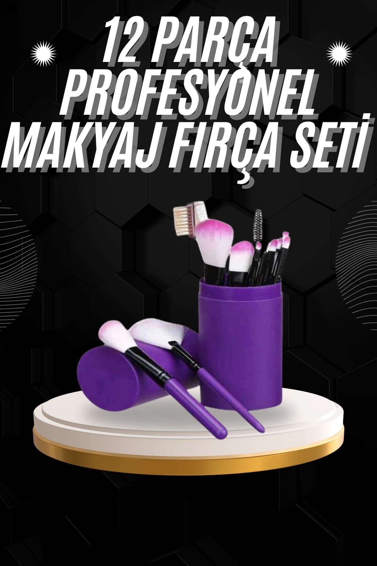 12 Parça Profesyonel Makyaj Fırçası Far Fırçası Allık F...