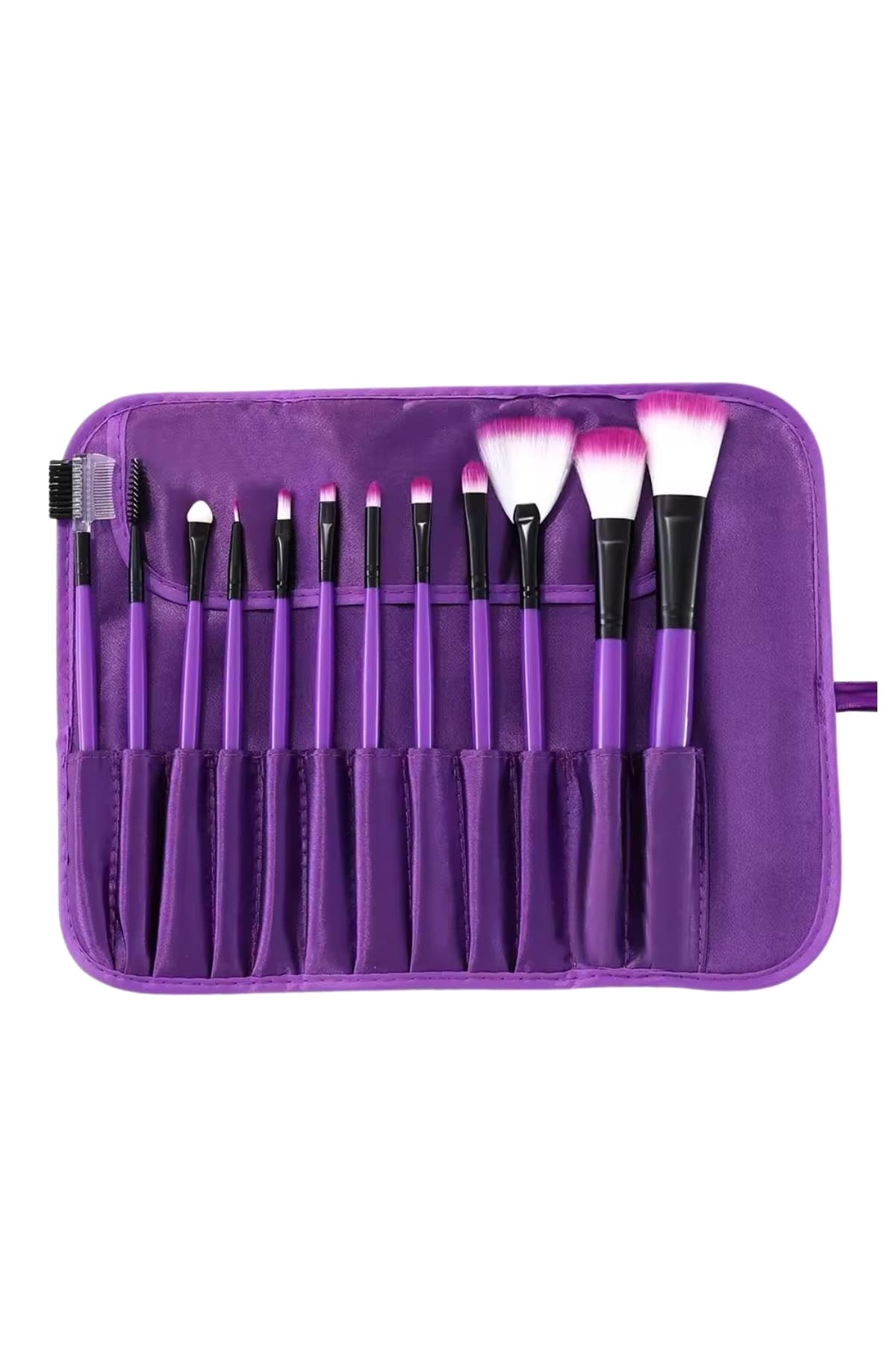 12 Parça Makyaj Fırça Seti Profesyonel Fondöten Allık Far Kontür Fırçası