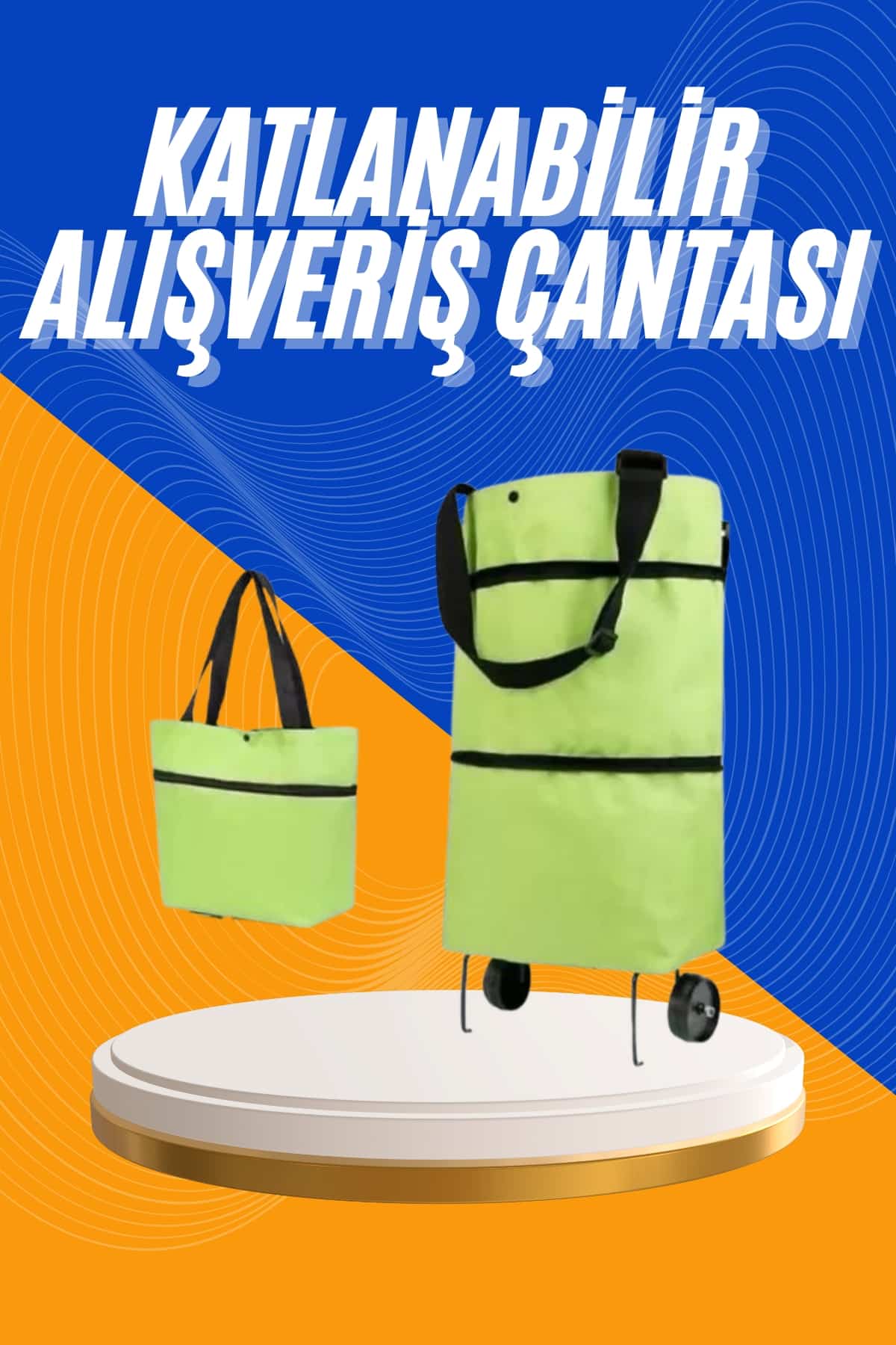 Alışveriş Çantası Katlanabilir Pazar Arabası Tekerlekli...