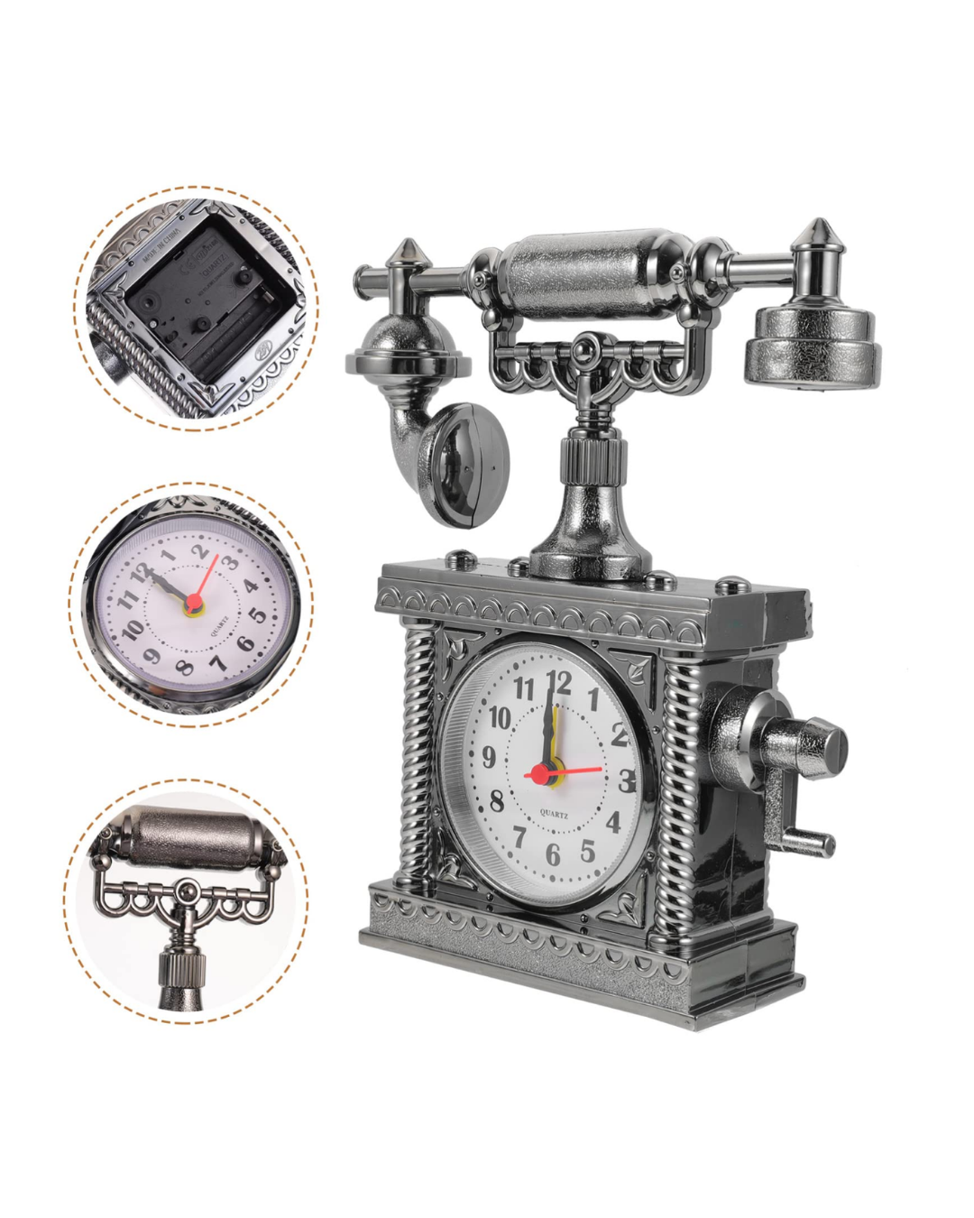 Retro Telefon Görünümlü Çalar Saat Masa ve Raf Dekoru