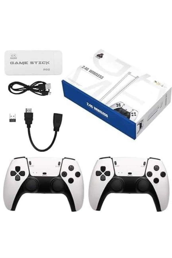 4K HD Görüntü Kaliteli Retro Game Stick 20000 Oyunlu Çift Kollu Beyaz Game Stick