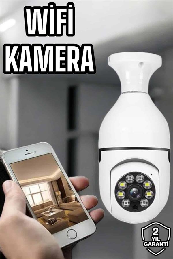 Ampul Görünümlü Güvenlik Kamerası Duylu Wifi Kamerası Dönebilen