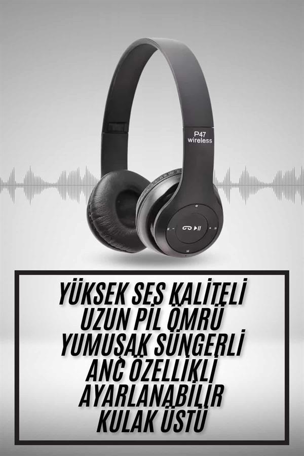 Kulak Üstü Bluetooth Kulaklık Yüksek Ses Kaliteli Ayarl...
