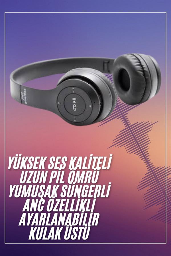 Bluetooth Kablosuz Kulaklık Siyah Wireless 5.0 Kulak Üs...