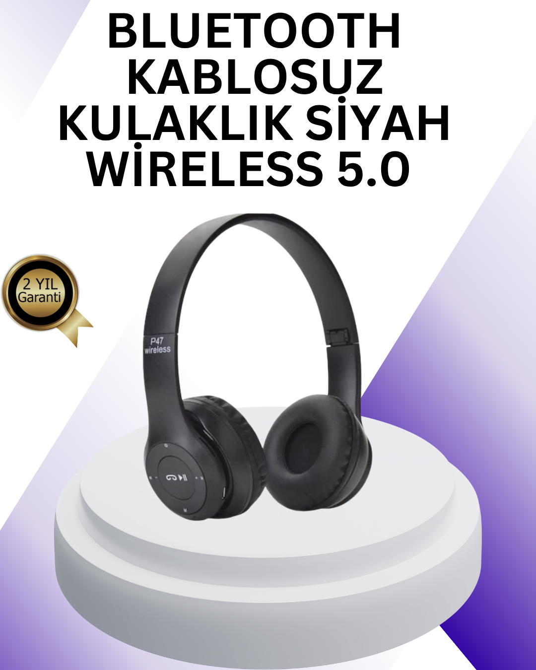 Bluetooth 5.0 Kablosuz Kulak Üstü Kulaklık | Stereo Ses...