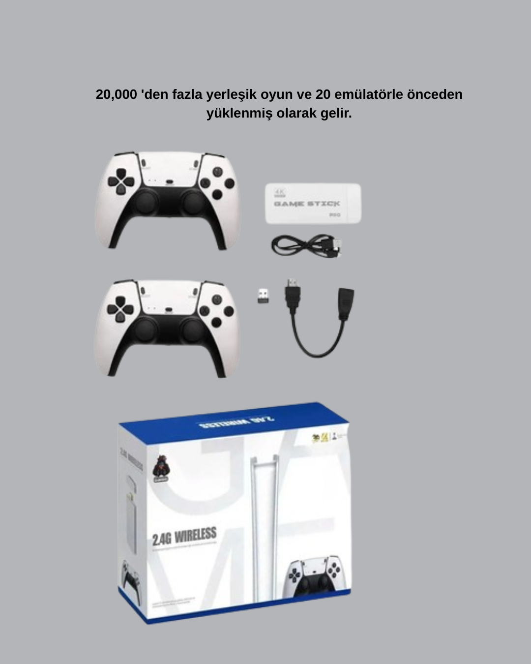 2 Kablosuz Kollu HDMI Uyumlu M15 Oyun Konsolu