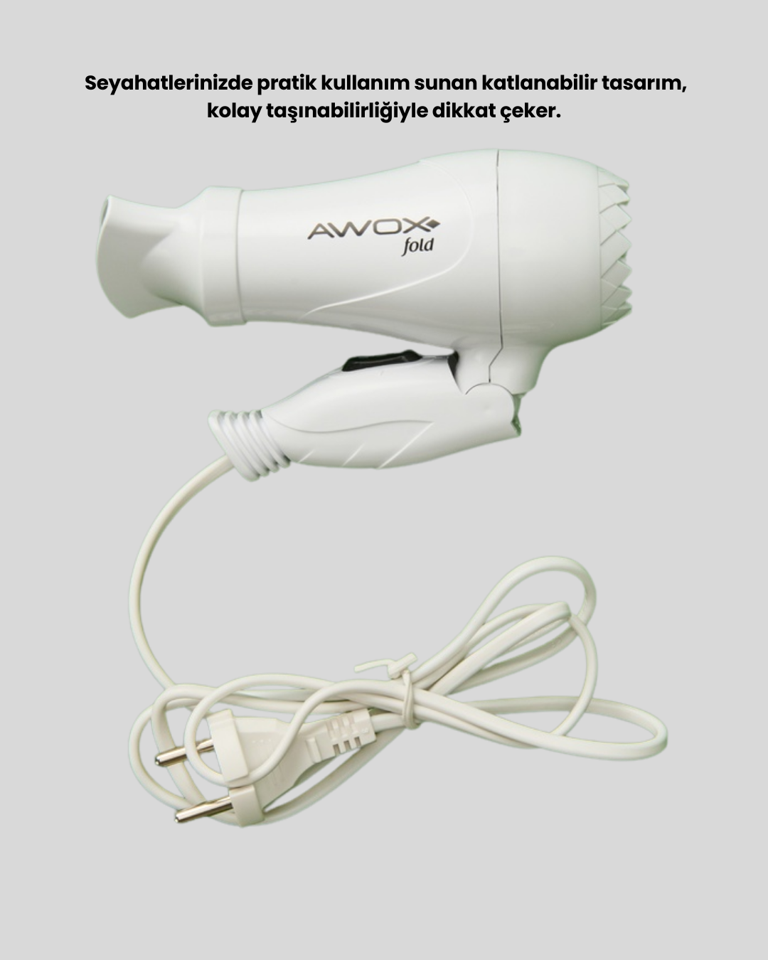 Katlanabilir Seyahat Tipi Saç Kurutma Makinesi Çift Kademeli Ayar