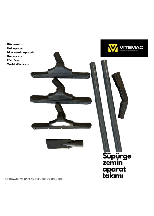 Vitemac Süpürge Aparat Takımı  zemin , halı ve  ıslak zemin aparatı