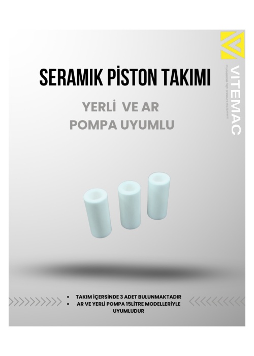 SERAMİK PİSTON 3LÜ TAKIM AR VE YERLİ POMPA UYUMLUDUR