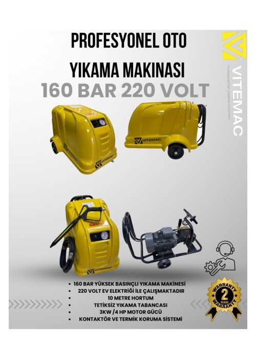 160 BAR 220 VOLT PROFESYONEL OTO YIKAMA MAKİNASI EV ELEKTRİĞİ İLE ÇALIŞAN MODEL