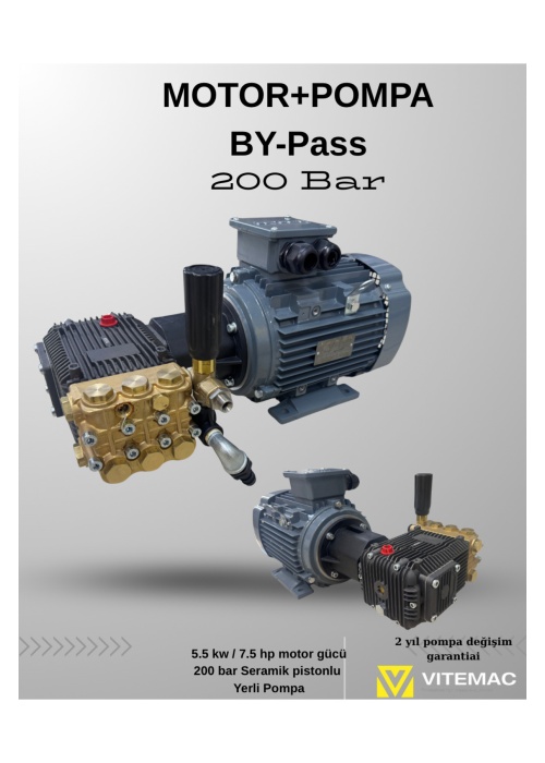 200 Bar Motor Pompa By Pass Set 5.5kw motorlu set
