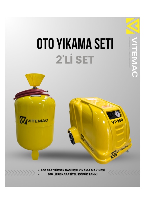 OTO YIKAMA SETİ 2 Lİ SET  200 BAR YIKAMA  VE  100 LİTRE KÖPÜK TANKI