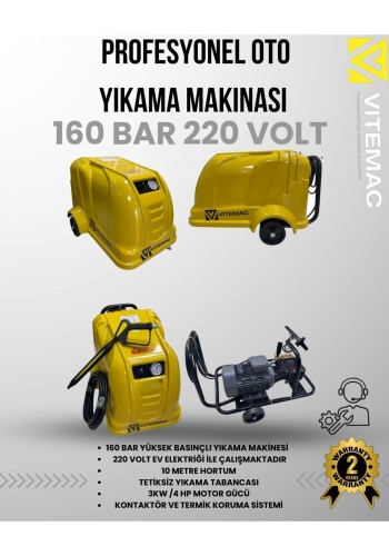 160 BAR 220 VOLT PROFESYONEL OTO YIKAMA MAKİNASI EV ELEKTRİĞİ İLE ÇALIŞAN MODEL