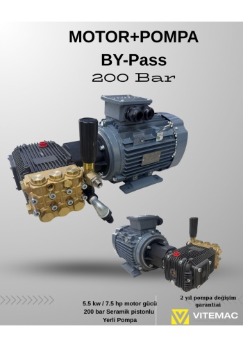 200 Bar Motor Pompa By Pass Set 5.5kw motorlu set