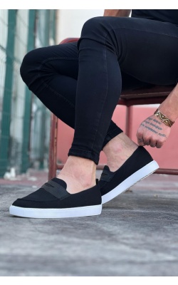 WG061 Siyah Triko Babet Erkek Casual Ayakkabı