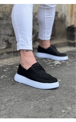 WG508 Siyah Cilt Ortopedik Taban Erkek Casual Ayakkabı