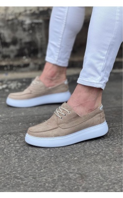 WG508 Bej Süet Ortopedik Taban Erkek Casual Ayakkabı