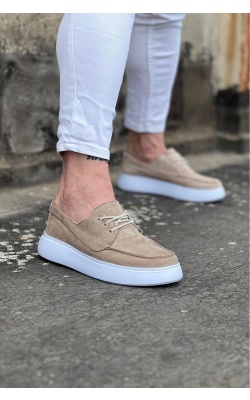 WG508 Bej Süet Ortopedik Taban Erkek Casual Ayakkabı