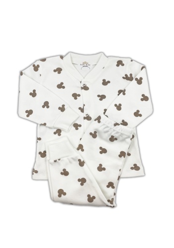 Sema Baby Mickey Mouse Bebek Pijama Takımı - Ekru 6-9 Ay