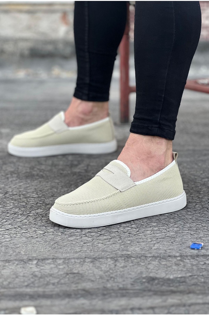 WG061 Bej Triko Babet Erkek Casual Ayakkabı