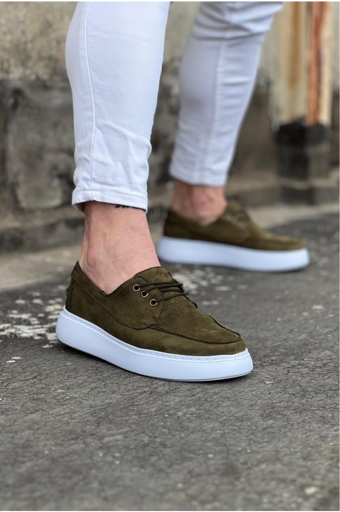 WG508 Haki Süet Ortopedik Taban Erkek Casual Ayakkabı