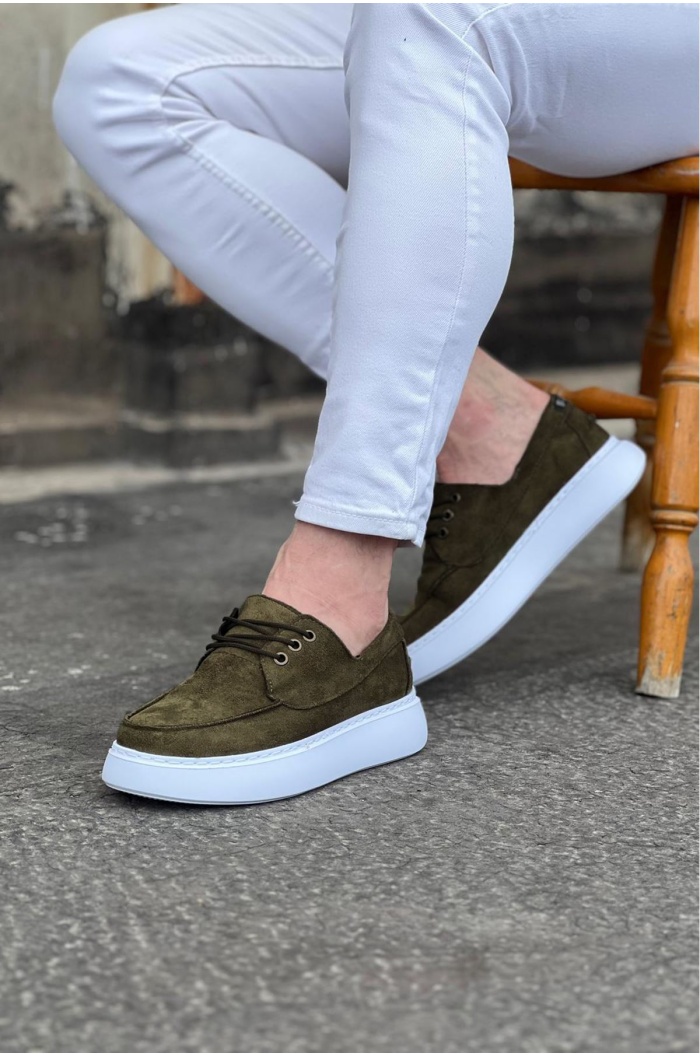 WG508 Haki Süet Ortopedik Taban Erkek Casual Ayakkabı