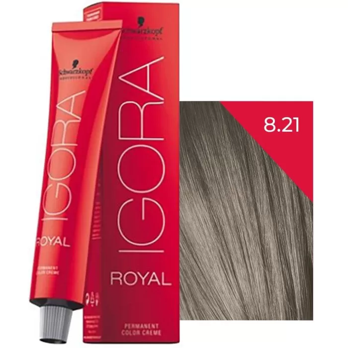 SCHWARZKOPF IGORA ROYAL SAÇ BOYASI 8.21 AÇIK KUMRAL KÜLLÜ SANDRE 60 ML (PAKET 3 ADET)