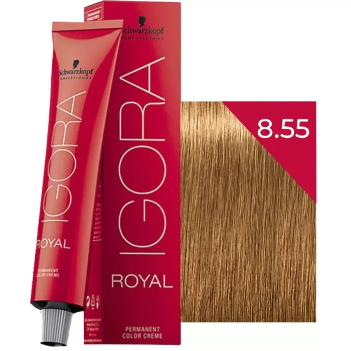 SCHWARZKOPF IGORA ROYAL SAÇ BOYASI 8.55 AÇIK KUMRAL YOĞUN ALTIN 60 ML (PAKET 3 ADET)