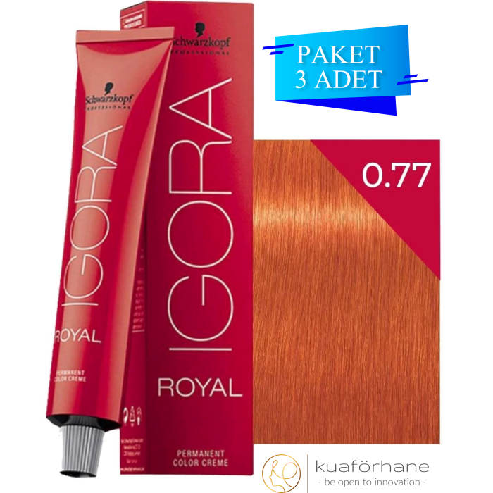 SCHWARZKOPF IGORA ROYAL SAÇ BOYASI 0.77 BAKIR YOĞUNLAŞTIRICI 60 ML (PAKET 3 ADET)