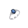 Oval Taşlı Safir 925 Ayar Gümüş Yüzük