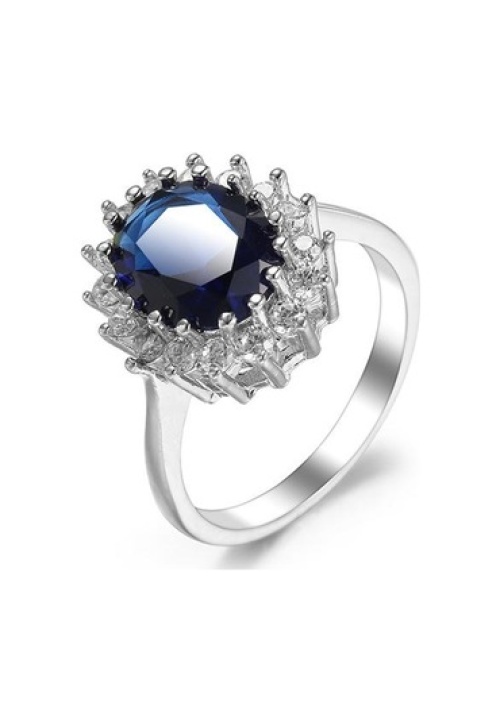 Mavi Oval Safir Taşlı 925 Ayar Gümüş Yüzük