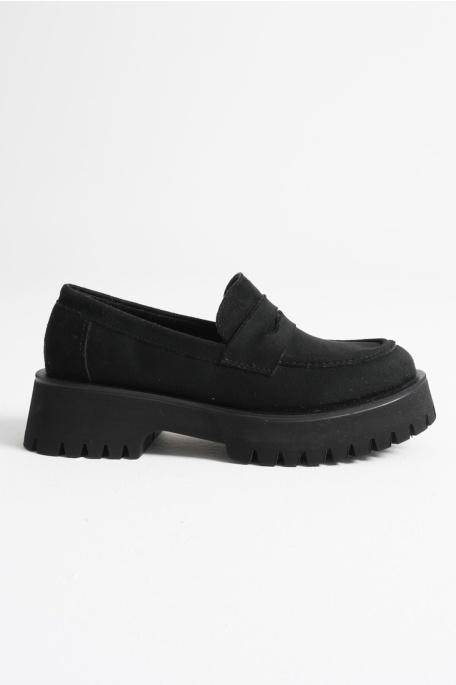 Noir Kadın Günlük Siyah Süet Loafer Ayakkabı