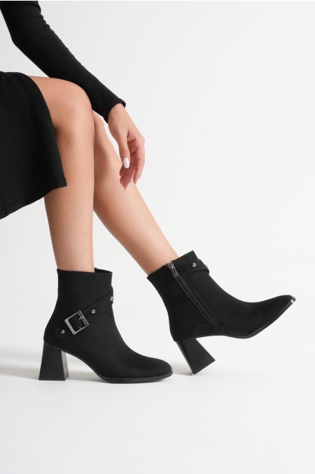 Vera Kadın Siyah Süet Topuklu Bot