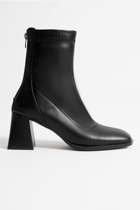 Arvena Siyah Kalın Topuklu Streç Bot