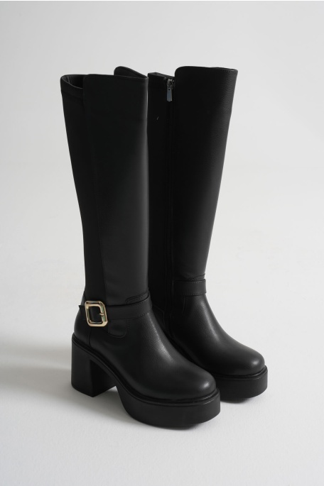 Woly Kadın Günlük Siyah Tokalı Çizme