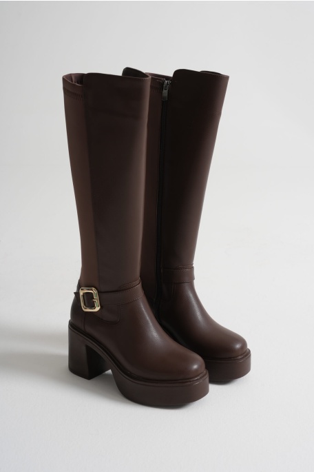 Woly Kadın Günlük Acı Kahve Tokalı Çizme