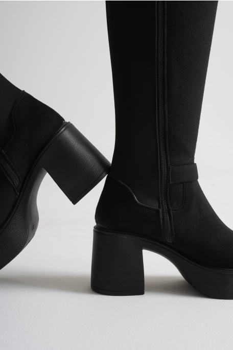 Woly Kadın Günlük Siyah Süet Tokalı Çizme