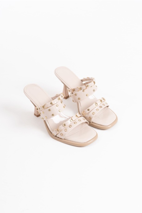 Merlin Topuklu Kadın Bej Terlik