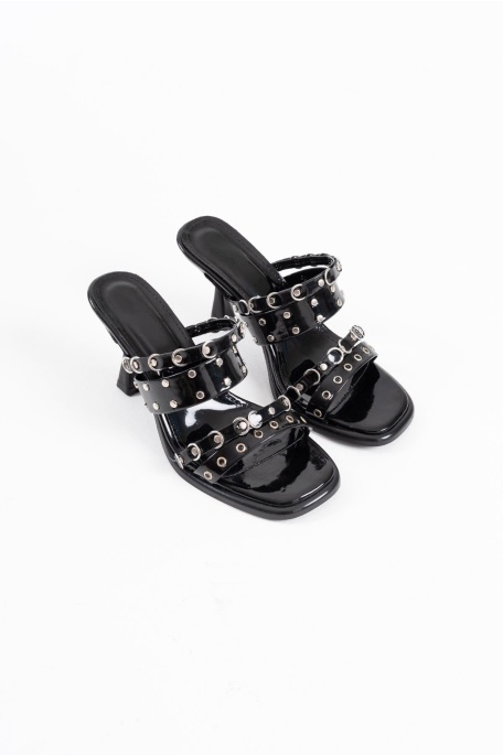 Merlin Topuklu Kadın Siyah Terlik